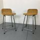 Tabourets Vintage en Acier et Rotin Dirk Van Sliedregt, 1960s, Set de 2