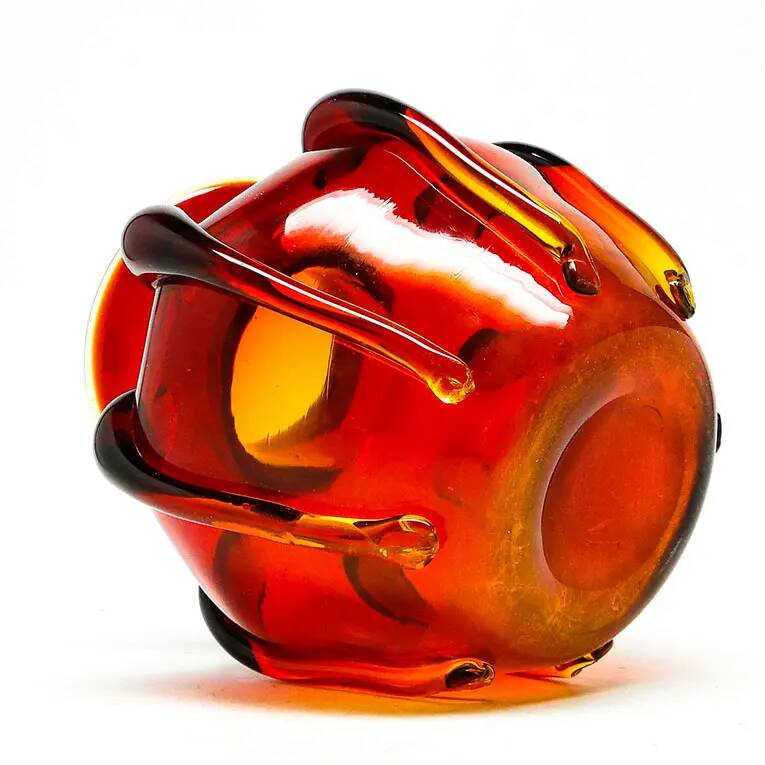 Vase moderne du milieu du siècle, en verre, conçu par J. Słuczan-Orkusz, Pologne, années 1970.