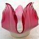 Art Deco Nouveau lamp tulip, pink glass flower, 5 ribbed petals raised