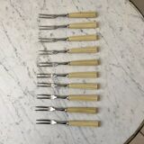 Set of 10 dessert forks in Bakelite 60s-70s