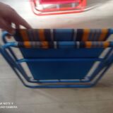 Vintage camping folding chairs with stripes