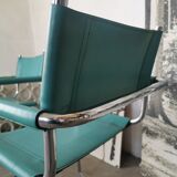 Pair of cantilever in leather and chrome 1970