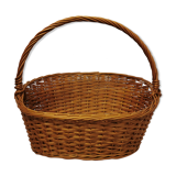Vintage rattan basket with handle 1960's