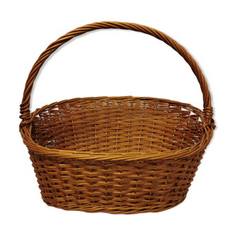 Vintage rattan basket with handle 1960's