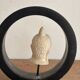 Sculpture Buddha Head in Reconstituted Stone on Khmer Thai Ring Base
