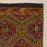 Old Turkish narrow Kilim Runner 315x51 cm, shabby chic, vintage kelim Red Black