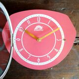Vintage formica clock silent wall clock "FFR crimson red"