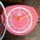 Vintage formica clock silent wall clock "FFR crimson red"
