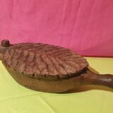 Rare folk art large old salt box carved wood