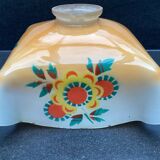 Vintage patterned painted glass pendant lampshade, Czechoslovakia