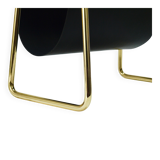 Carl Auböck II Midcentury magazine rack, brass and black leather, vintage, Austria