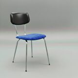 Chrome chair from the 70s – seat in electric blue velvet.