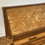 Rattan and vintage bamboo chest of drawers