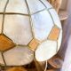 Vintage mother-of-pearl and vintage brass pendant light 1970