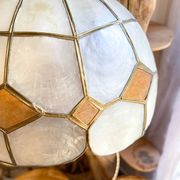 Vintage mother-of-pearl and vintage brass pendant light 1970