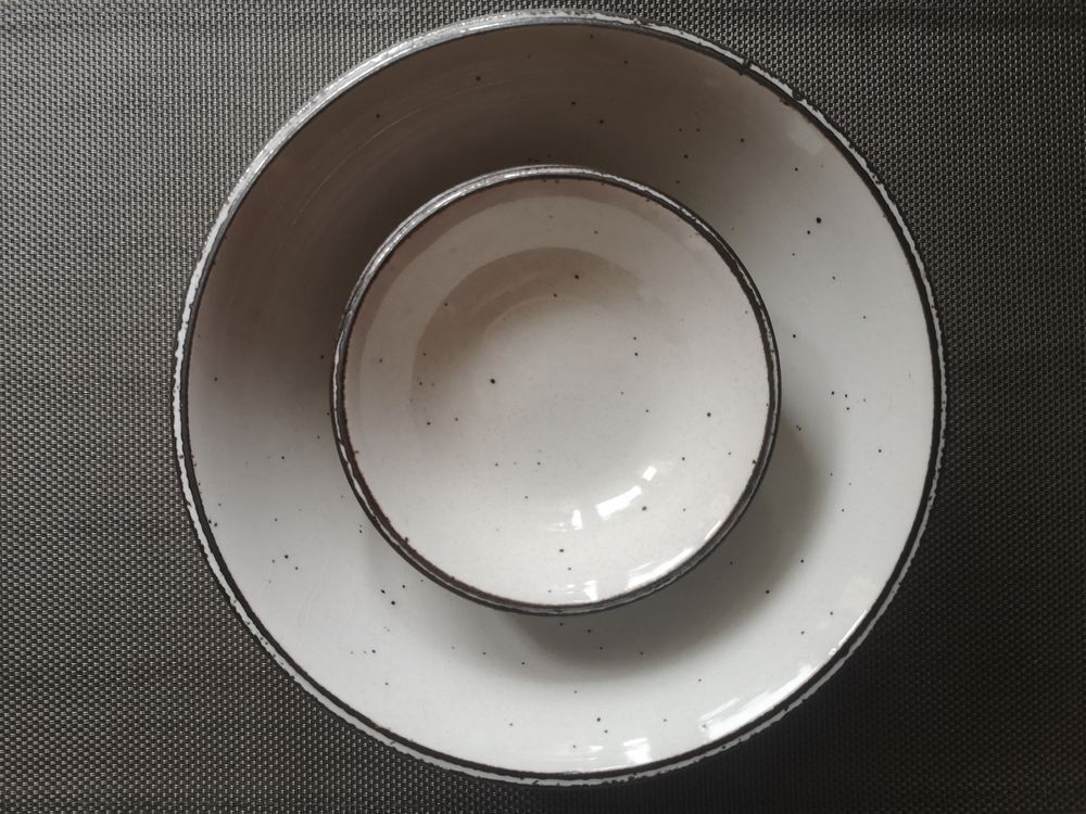 English speckled ceramic dessert set (main course and ramekins) Johnson Brothers - 1970s