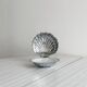 Antique shell butter dish in white glass and metal