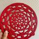 Vintage red Decotec enameled cast iron trivet