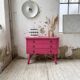 Commode rotin rose vintage