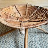 Rattan and wood stool