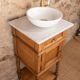 Washbasin / vanity unit in solid oak and white marble