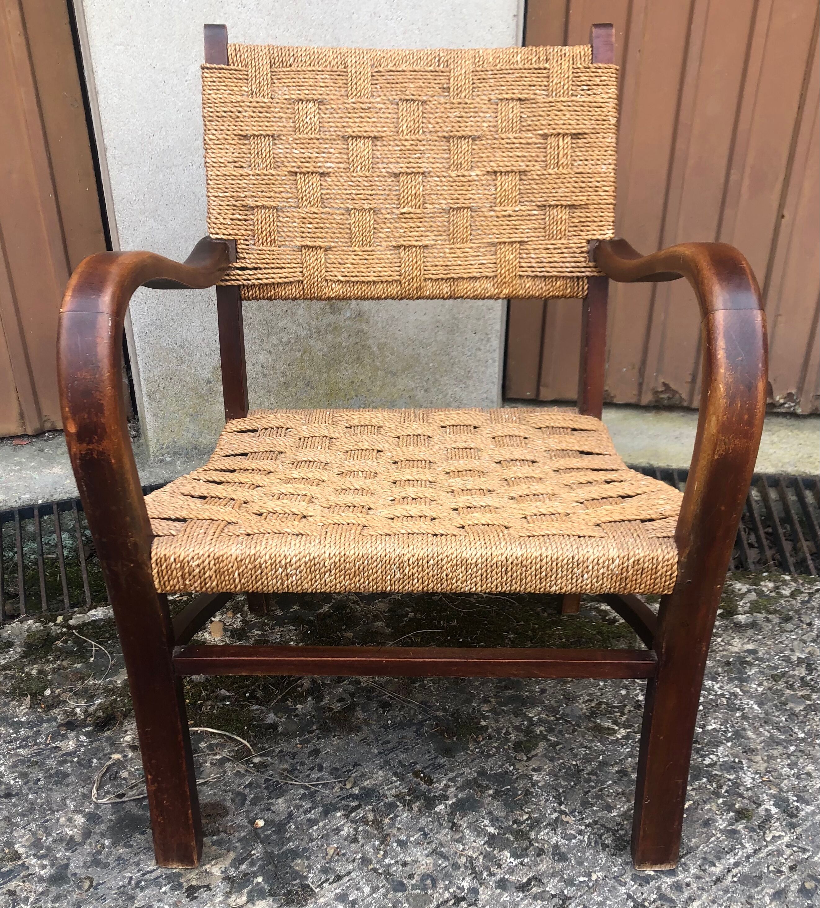 Rope and beech armchair by Erich Dieckmann 1930