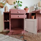 Pair of art deco bedside tables renovated Red ochre