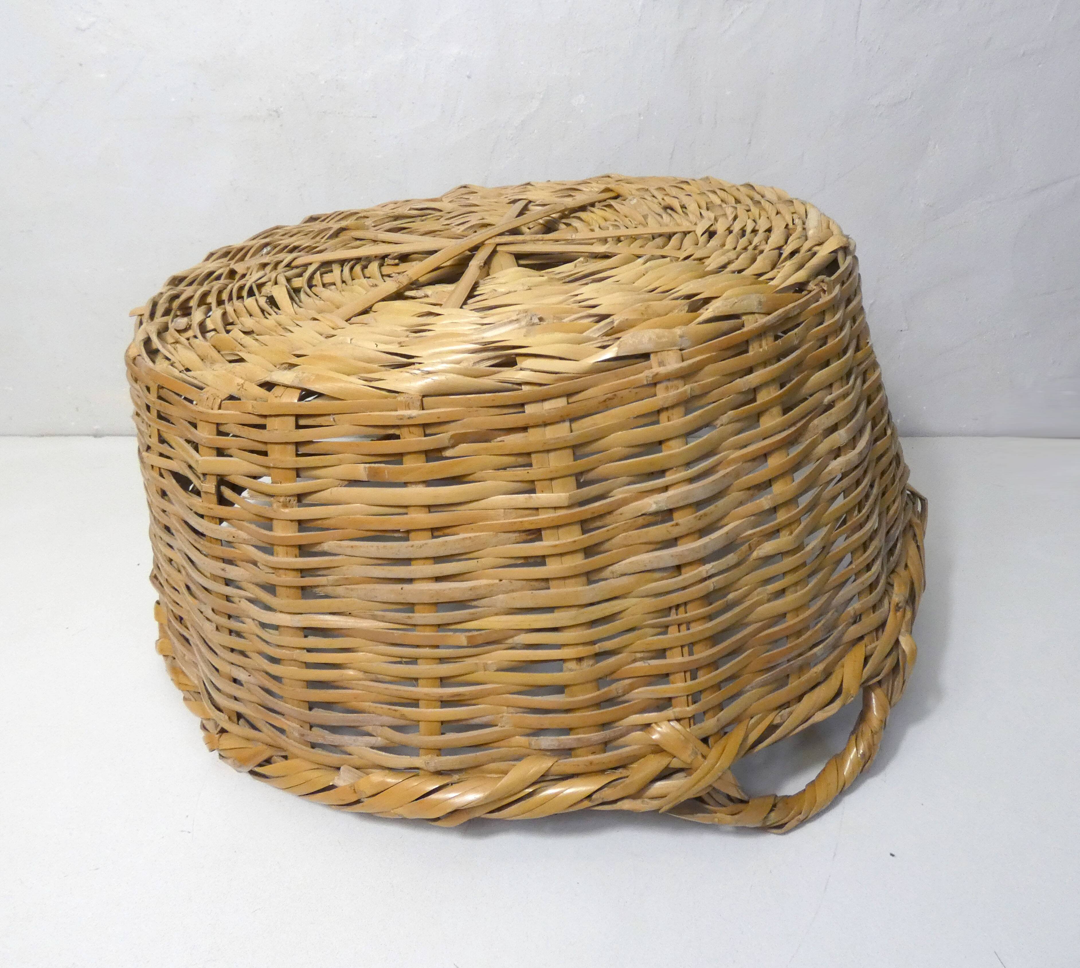 large vintage rattan basket