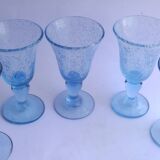 5 glasses with blue Biot stemmed
