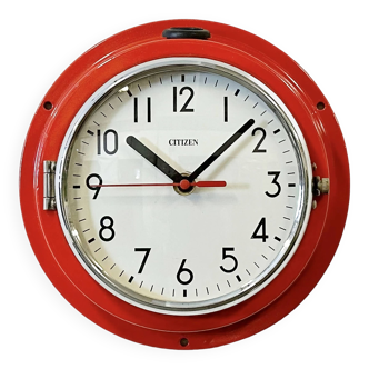 Vintage Red Citizen Maritime Wall Clock, 1970s