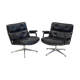 Paire de fauteuils de direction en cuir noir de Charles and Ray Eames