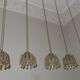 Set of 5 Doria  pendant lights in brass and amber-coloured glass, 1960s