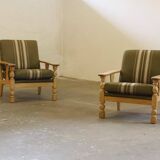Vintage Danish light oak low back lounge chairs, 1960s, set of 2