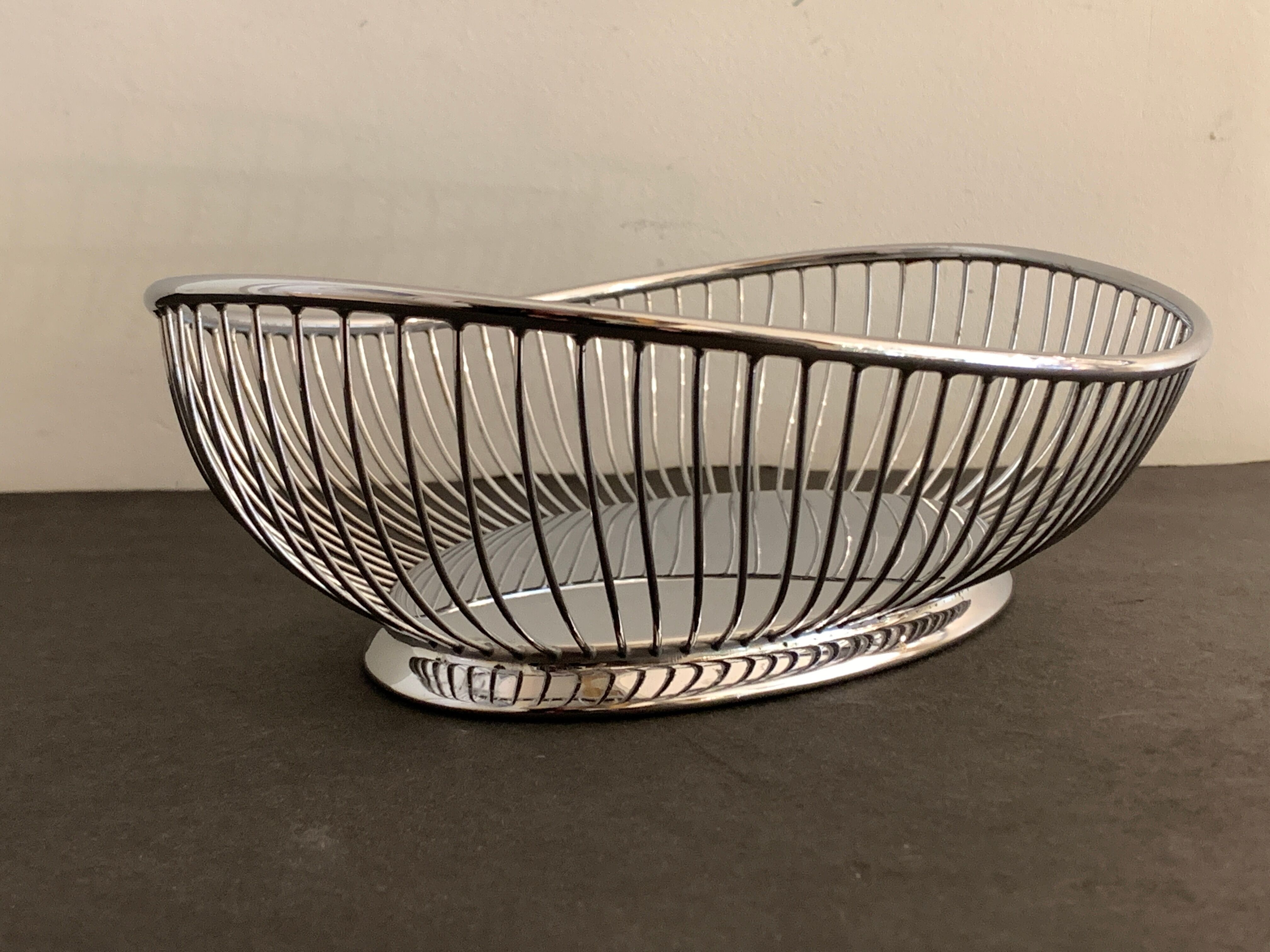 Stainless steel bread basket or fruit basket, Alfra Italy
