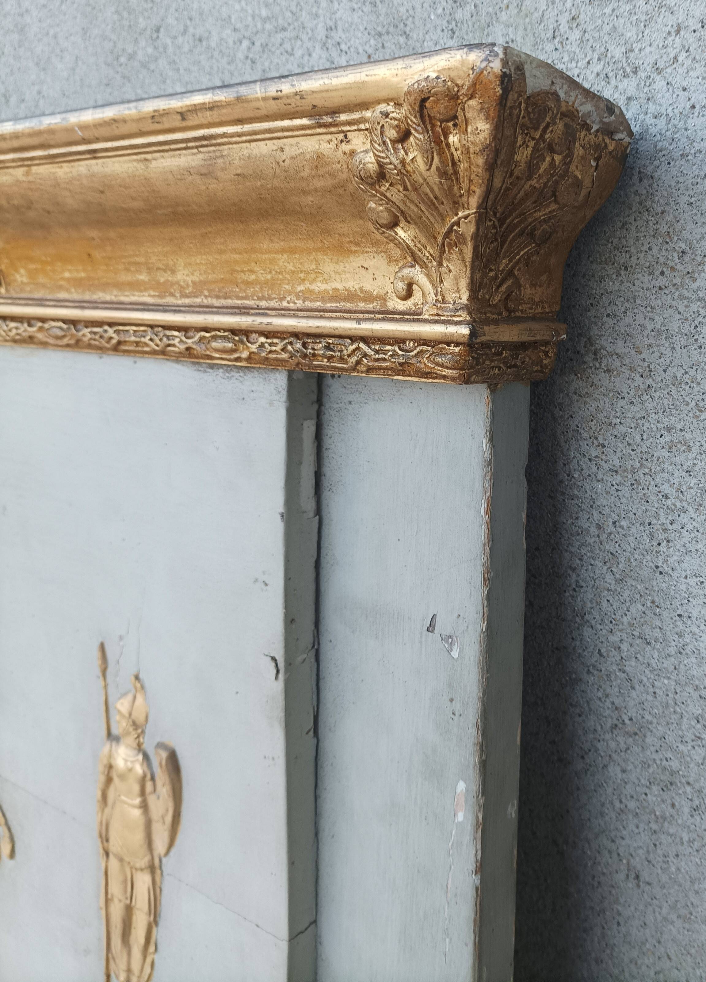 Empire trumeau mirror in wood and stucco