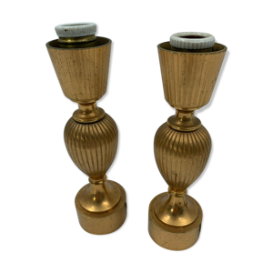 paire de lampes en bronze 1960 sur base pied douche