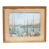 Old watercolor painting on paper signed F. Reys