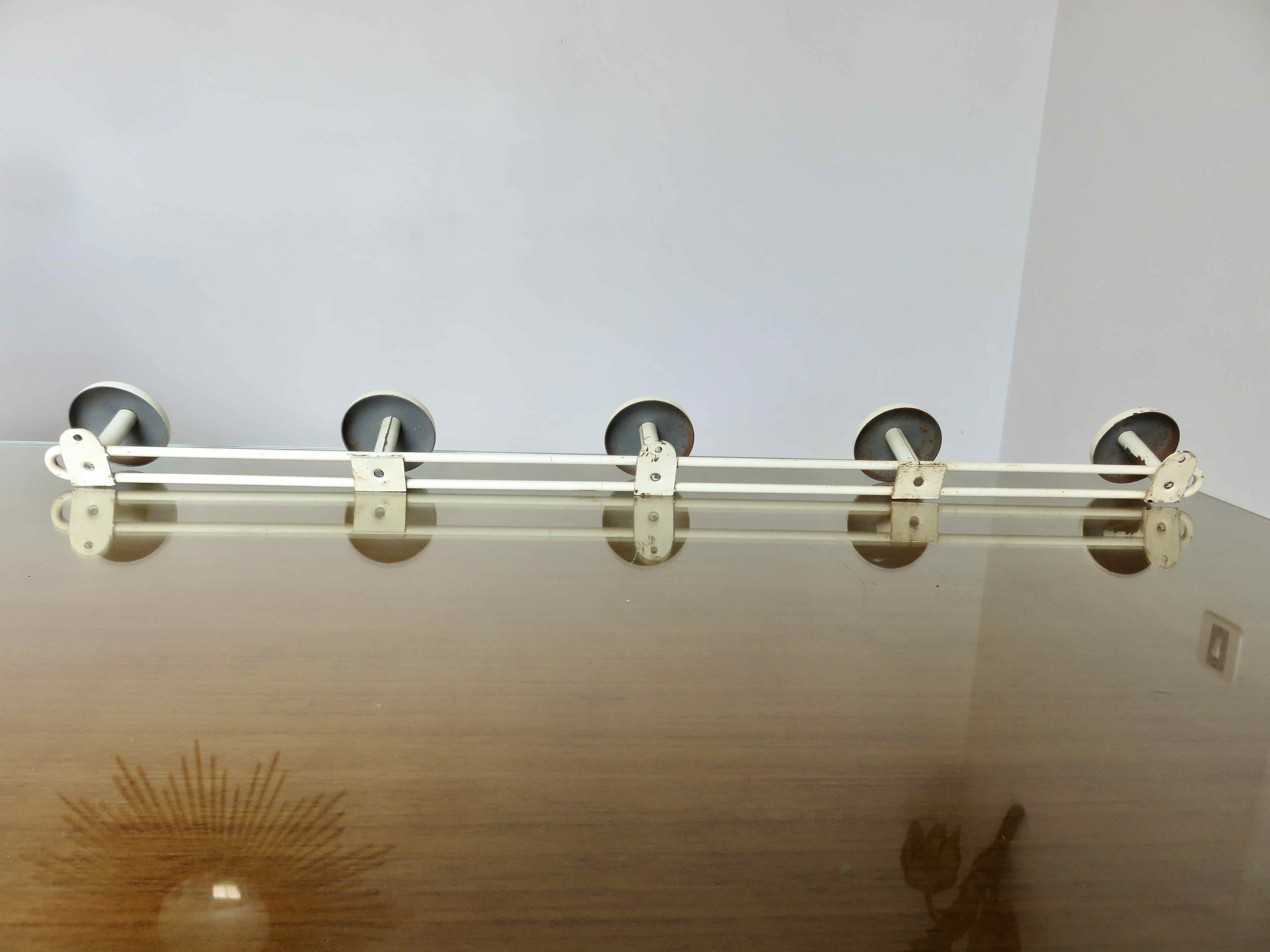 Wall-mounted coat rack in lacquered metal 40s 50s
