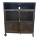 Industrial Vintage Metal Bar Cabinet in Iron and Steel with Mesh Doors