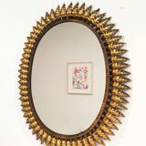 Miroir solaire vintage en métal doré 1960