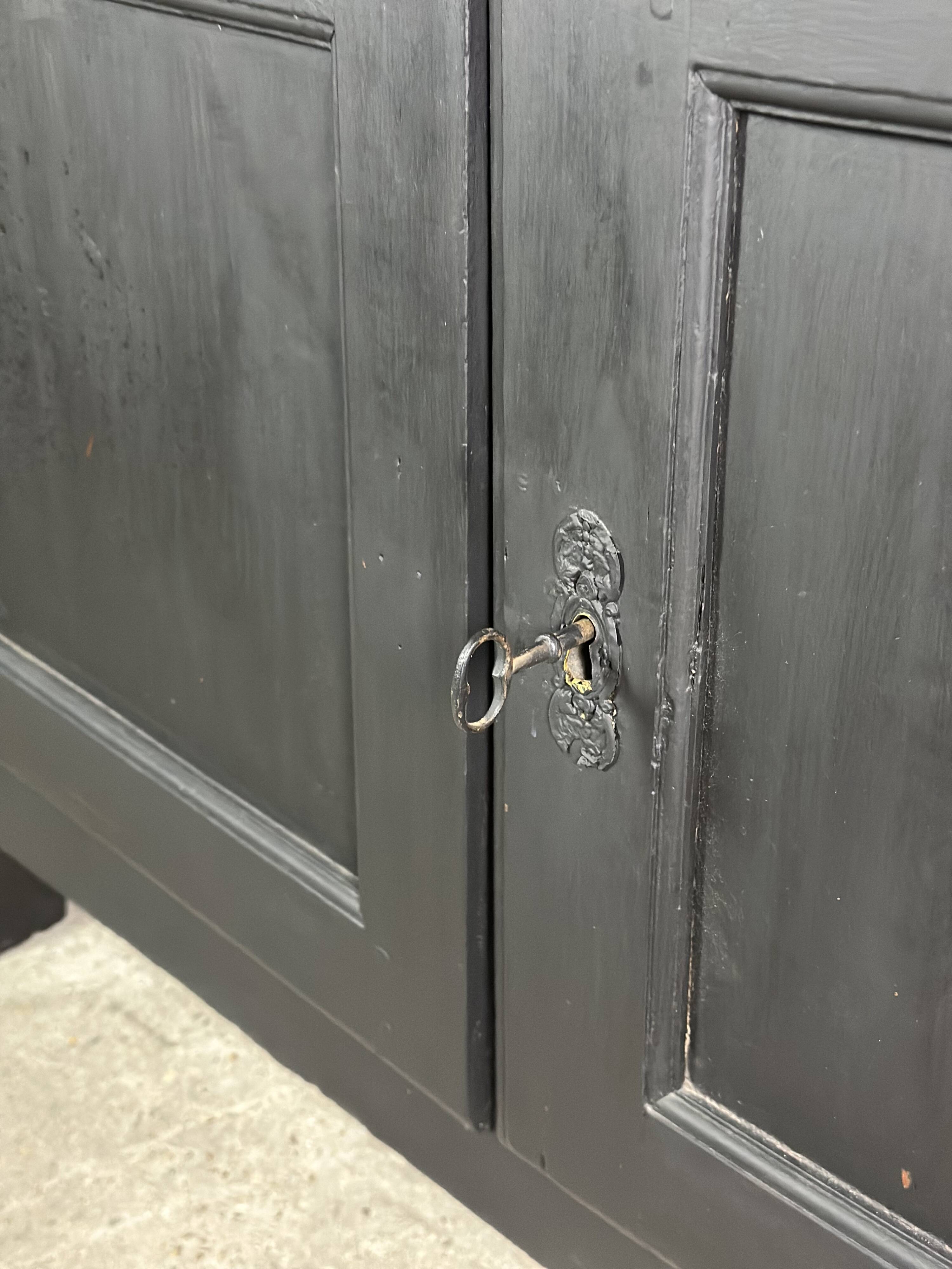 18th century raw and black oak sideboard