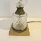 Large Albret crystal lamp in brass and neoclassical opaline glass globe
