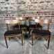 Chairs (set of 4) vintage 1960 Italian Casala in teak and skaï