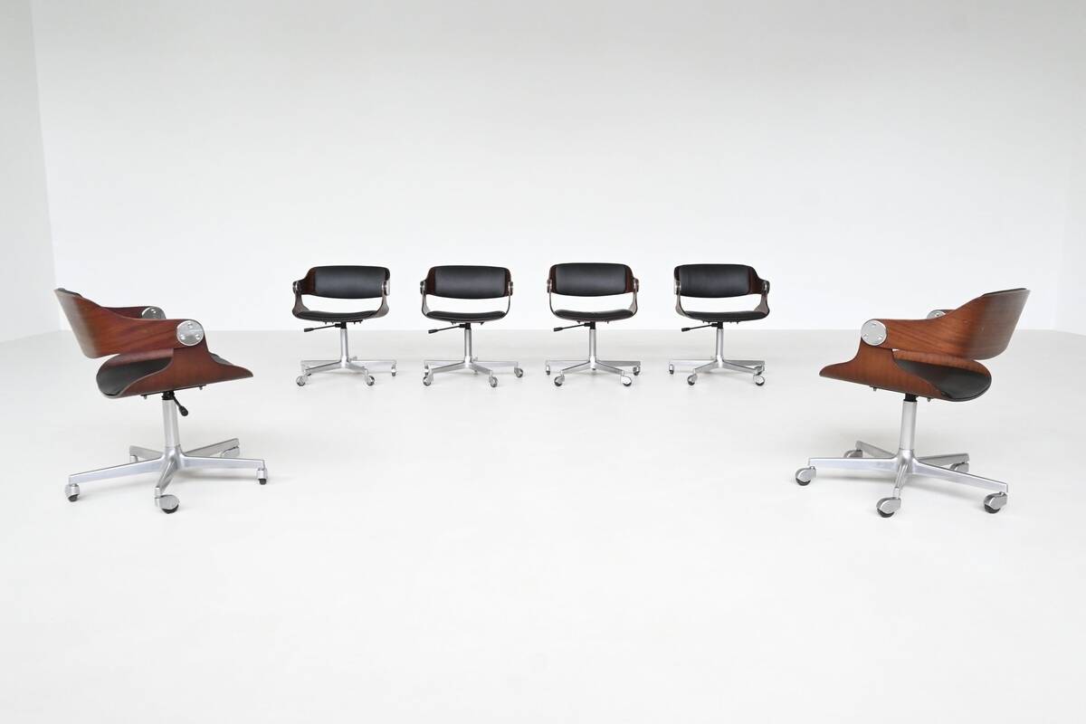 Eugen Schmidt set of six dining or conference chairs in teak Germany 1965