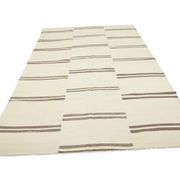 6x9 Cream & Brown Contemporary Vintage Kilim Rug, 184x282Cm