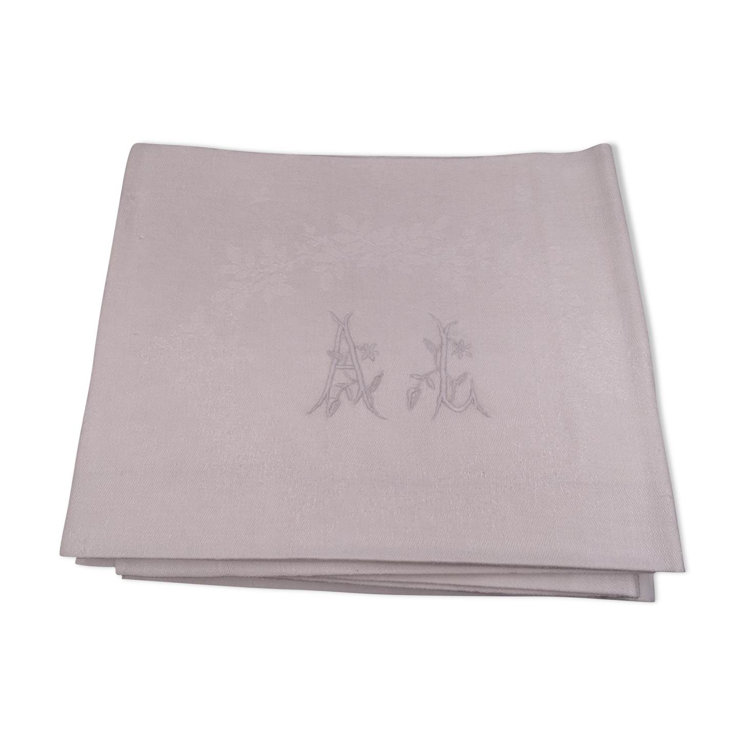 12 monogrammed cotton pad towels AL - Circa 1900