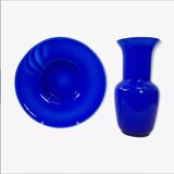 Pair of amphora vase and flat vase, vintage Murano glass.