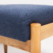 Pair of vintage navy blue wool stools from the mid-20th century, Edmund Homa, 1960s.