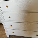 Restored wooden art deco chest of drawers with gilded handles