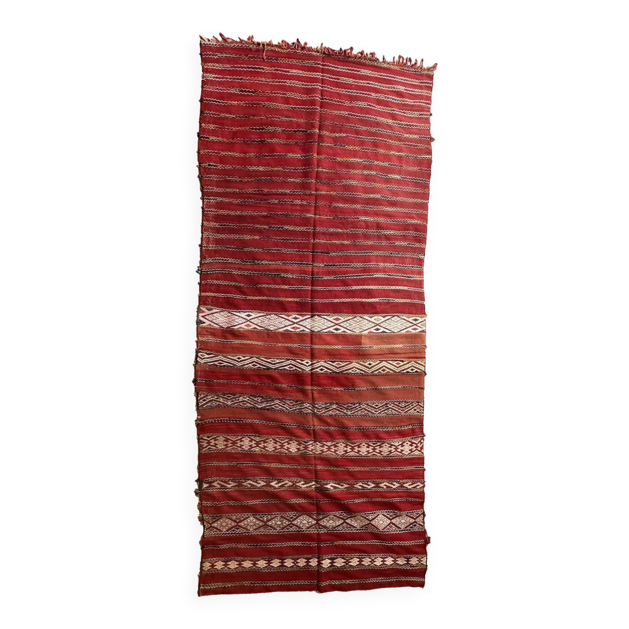 Moroccan kilim zemmour rug - 386 x 168 cm